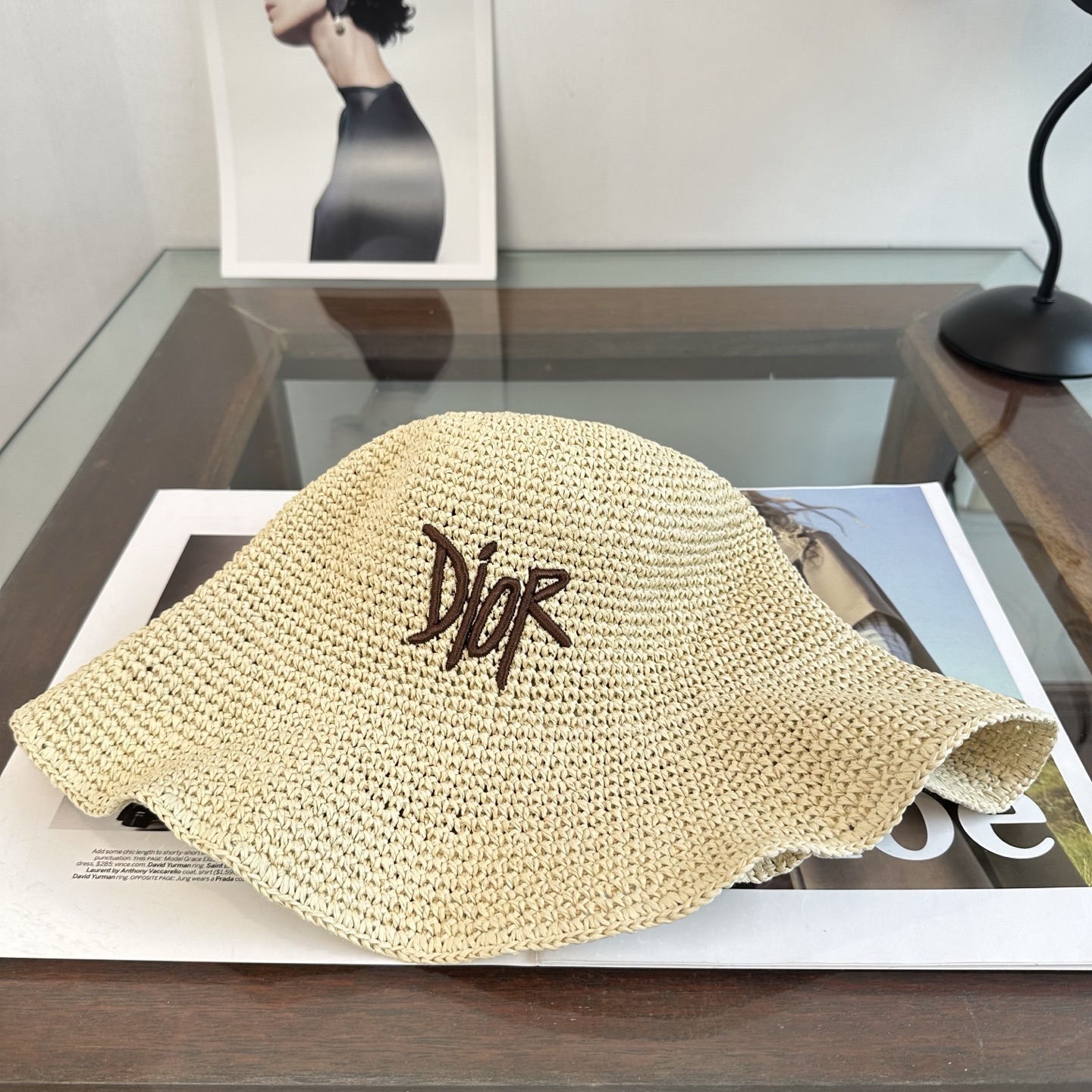 DIOR 迪奥 新款拉菲草帽，纯手工钩织，产量极少，重工打造，专柜同款，头围57cm