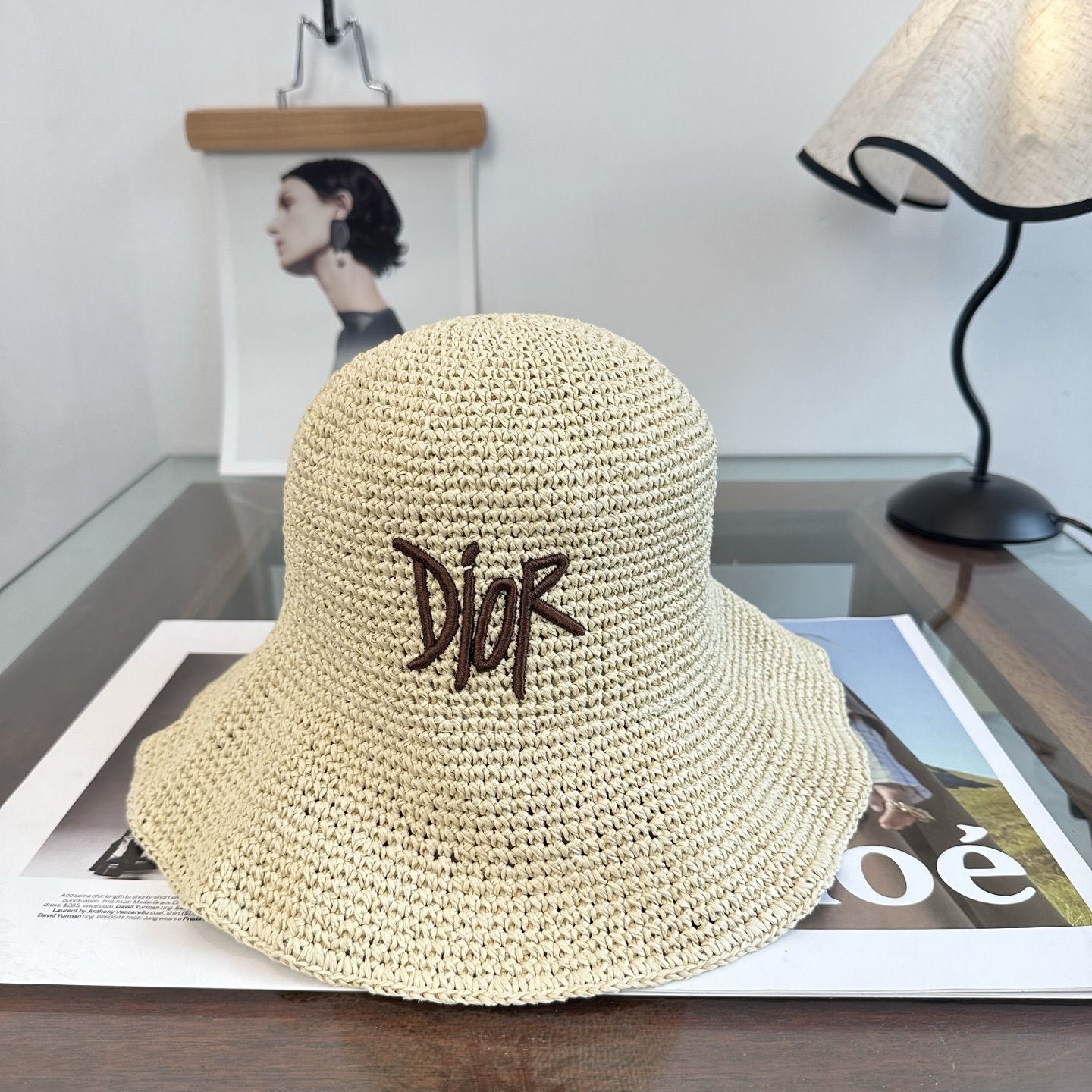 DIOR 迪奥 新款拉菲草帽，纯手工钩织，产量极少，重工打造，专柜同款，头围57cm
