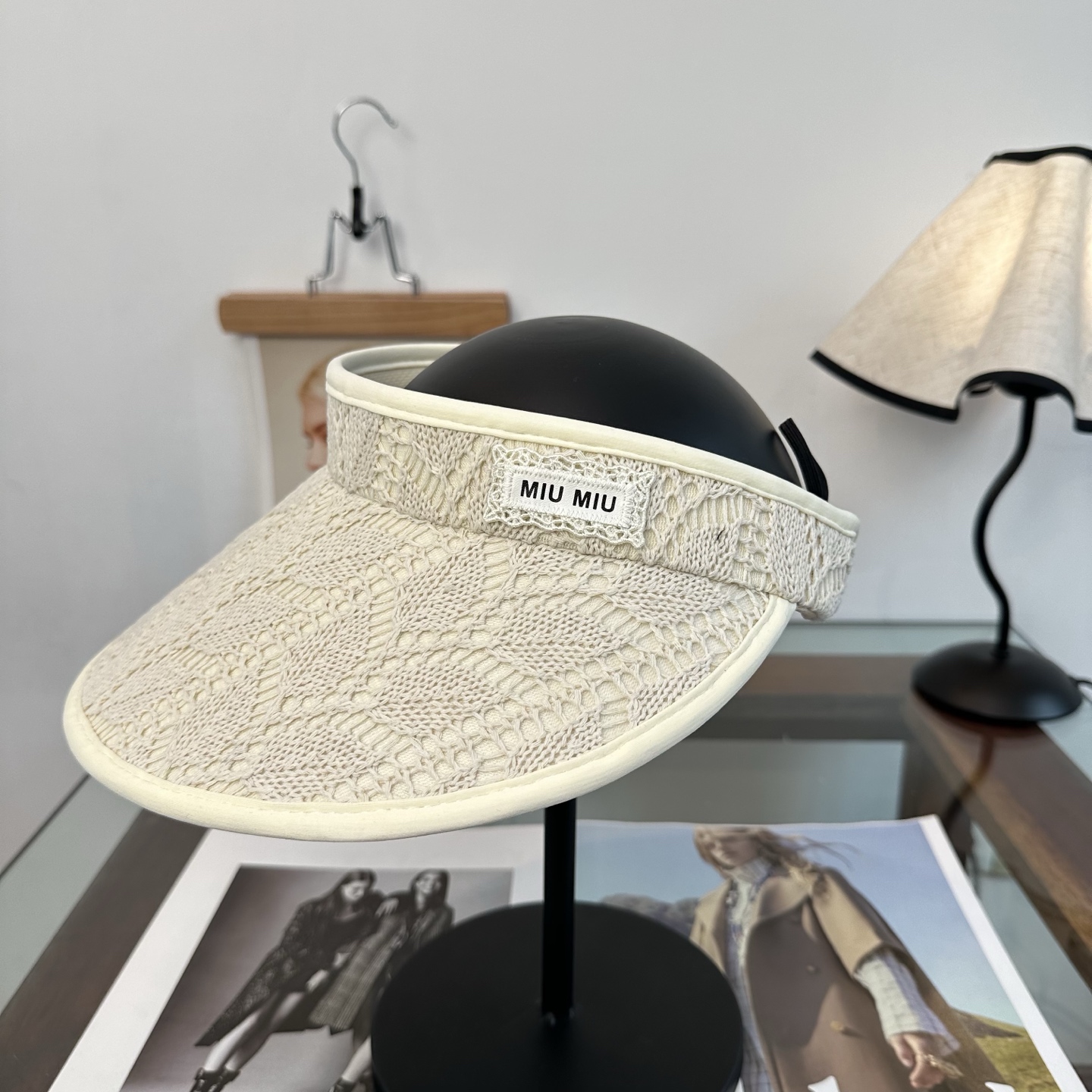 miumiu缪缪 防晒空顶帽子女夏季时尚大帽 檐遮阳帽防紫外线女