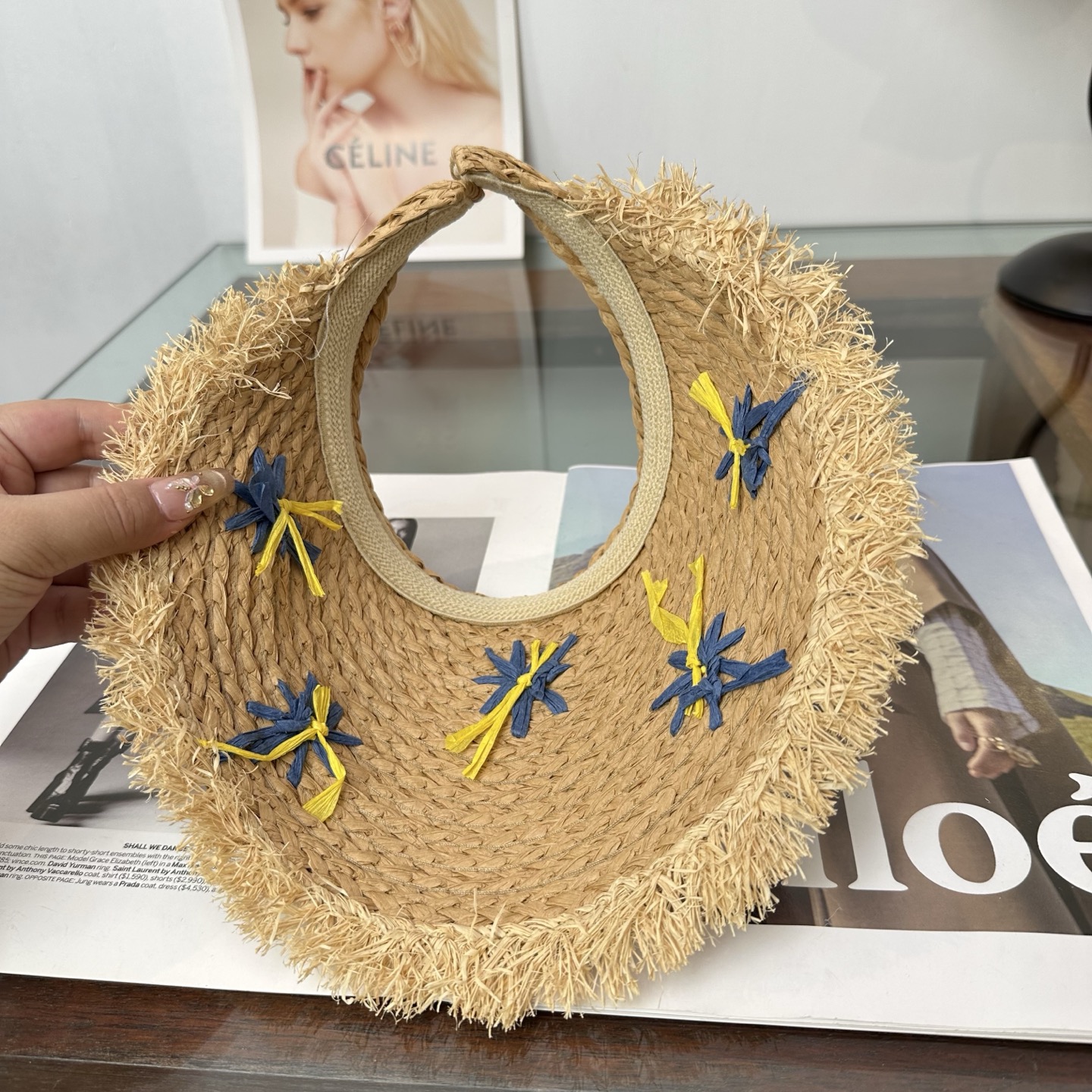 miumiu缪缪 防晒空顶帽子女夏季时尚大帽 檐遮阳帽防紫外线女