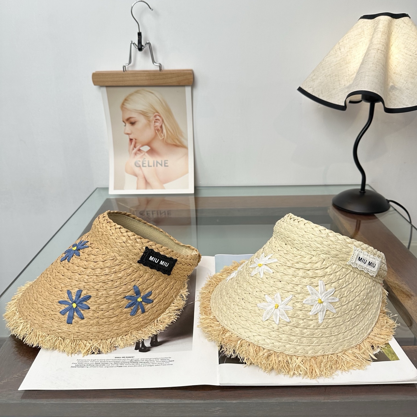 miumiu缪缪 防晒空顶帽子女夏季时尚大帽 檐遮阳帽防紫外线女