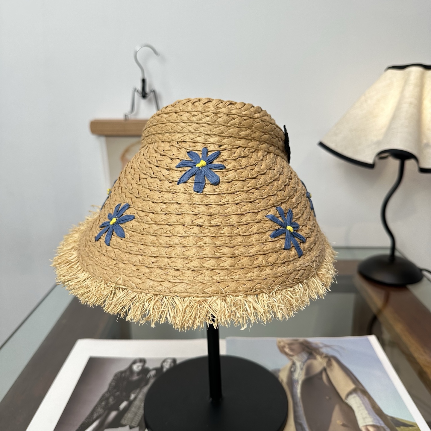 miumiu缪缪 防晒空顶帽子女夏季时尚大帽 檐遮阳帽防紫外线女
