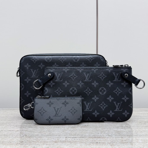 Louis Vuitton Trio Messenger Bag Black Monogram Coated Canvas 1 Louis Vuitton Trio Messenger Bag Black Monogram Coated Canvas