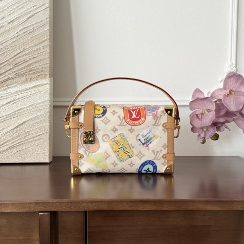 Louis Vuitton Canvas Petite Malle Bag with Patches and Vintage Finish 1 Louis Vuitton Canvas Petite Malle Bag with Patches and Vintage Finish