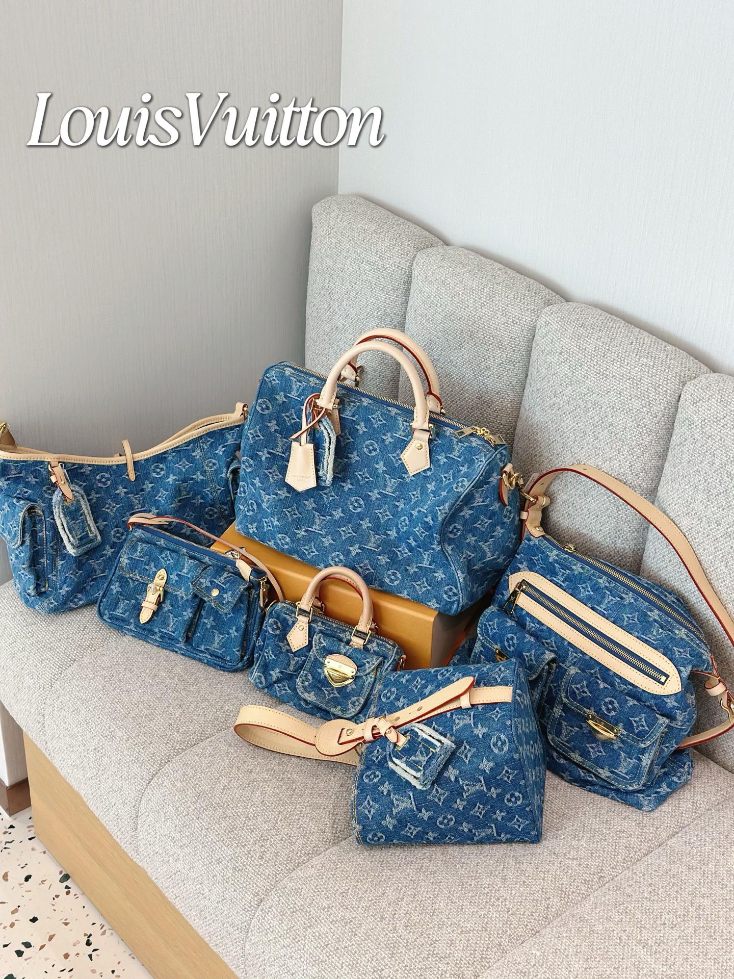 Louis Vuitton Blue denim Monogram shoulder everyday