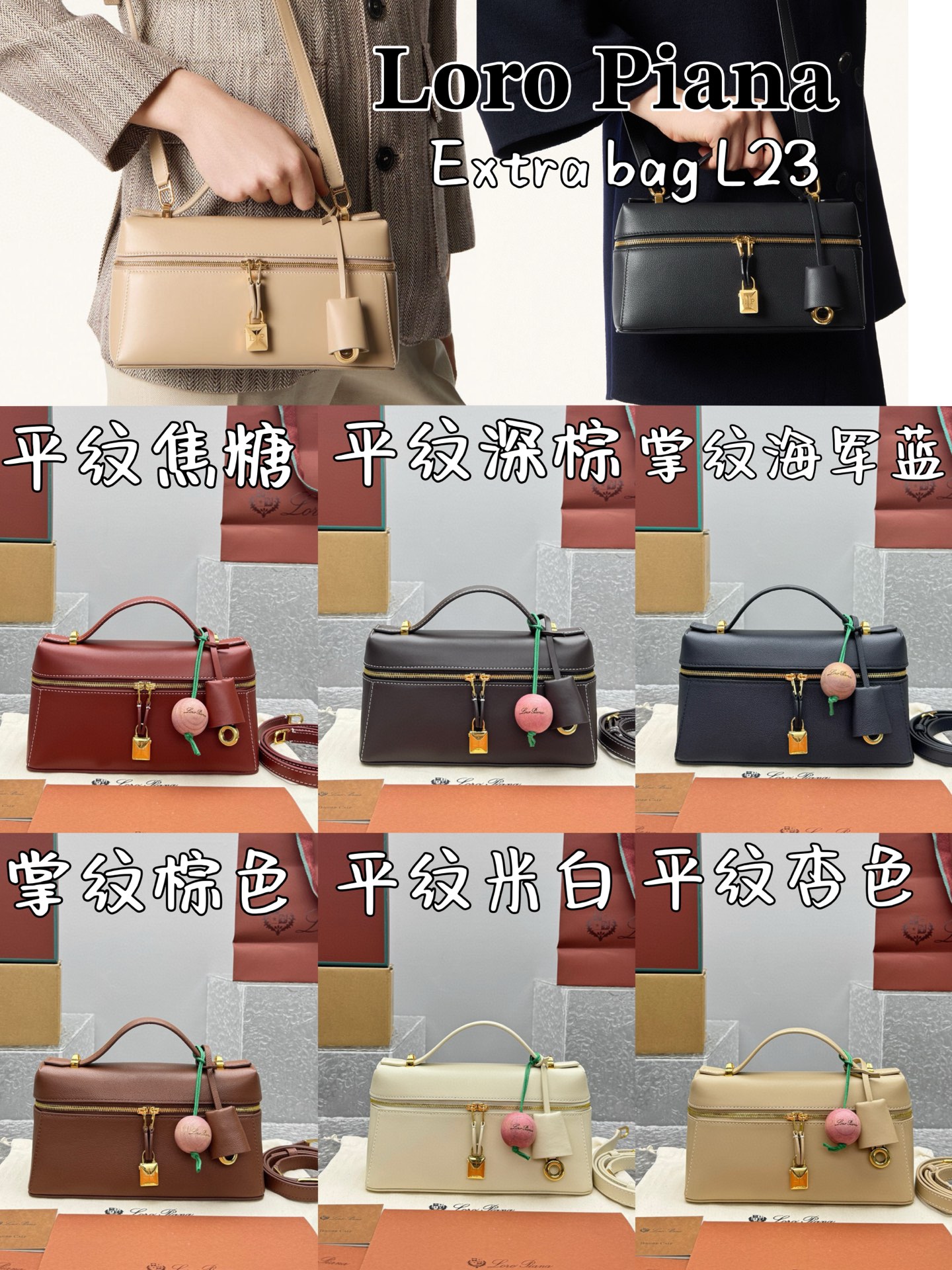 Loro Piana Extra Bag L23: Elegant Leather Handbag, 23cm