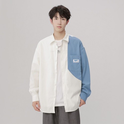 Vans Unisex Patchwork Long Sleeve Shirt - Korean Style, Loose Fit 1 Vans Unisex Patchwork Long Sleeve Shirt – Korean Style, Loose Fit