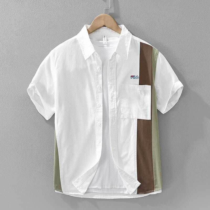 Camisa de Manga Corta Fila con Diseño Color Block y Lavado Vintage 3 a1750173352970 7010