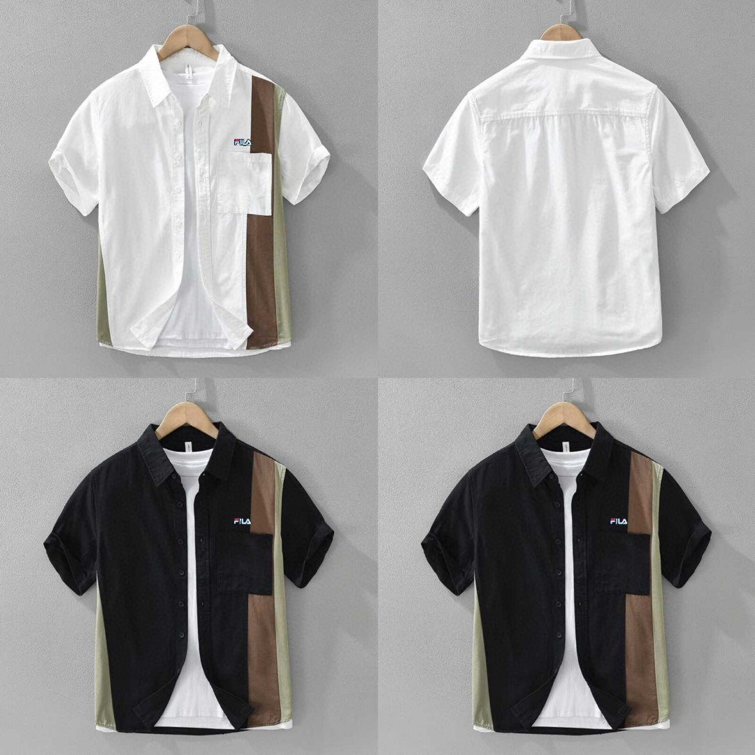 Camisa de Manga Corta Fila con Diseño Color Block y Lavado Vintage 6 a1750173352975 3454