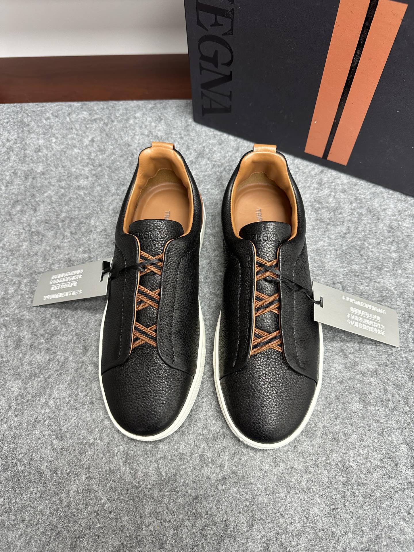 Zegna נעליים סניקרס נעליים קלות גברים Calfskin קווייד דירקין גומא TPU גבולות נמוכות