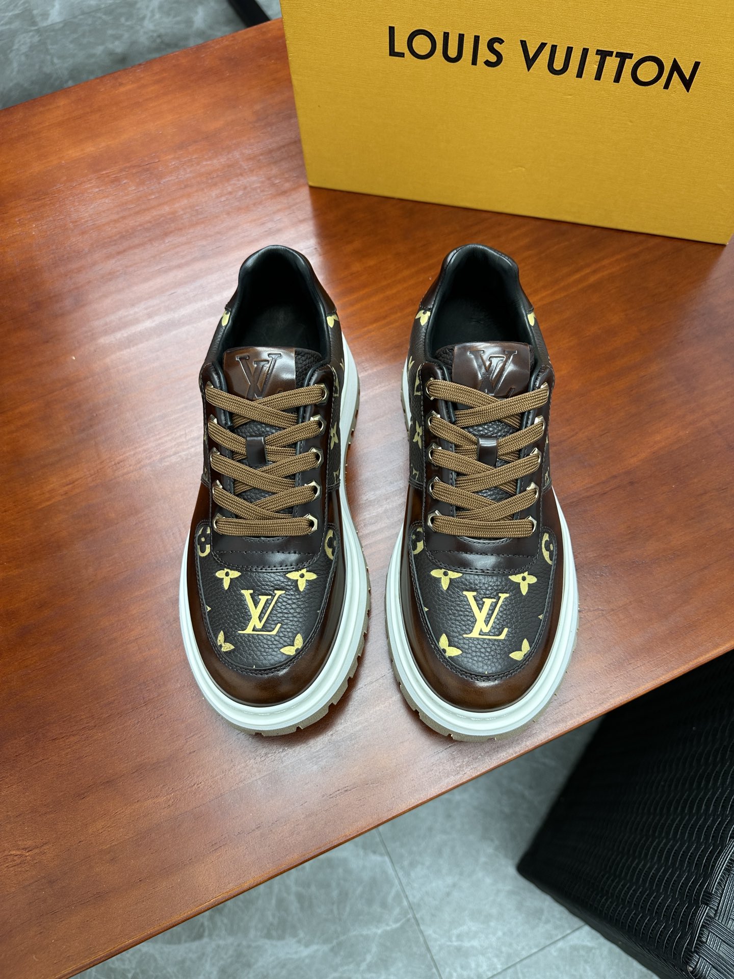 Louis Vuitton Shoes Sneakers Plain Toe Gold Men Calfskin Cowhide PVC Rubber Casual