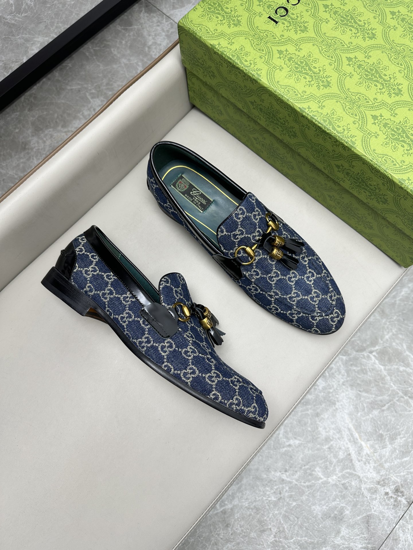 Gucci 古驰古奇 新型皮鞋 - インポート牛仔布と真皮底のスタイリッシュデザイン