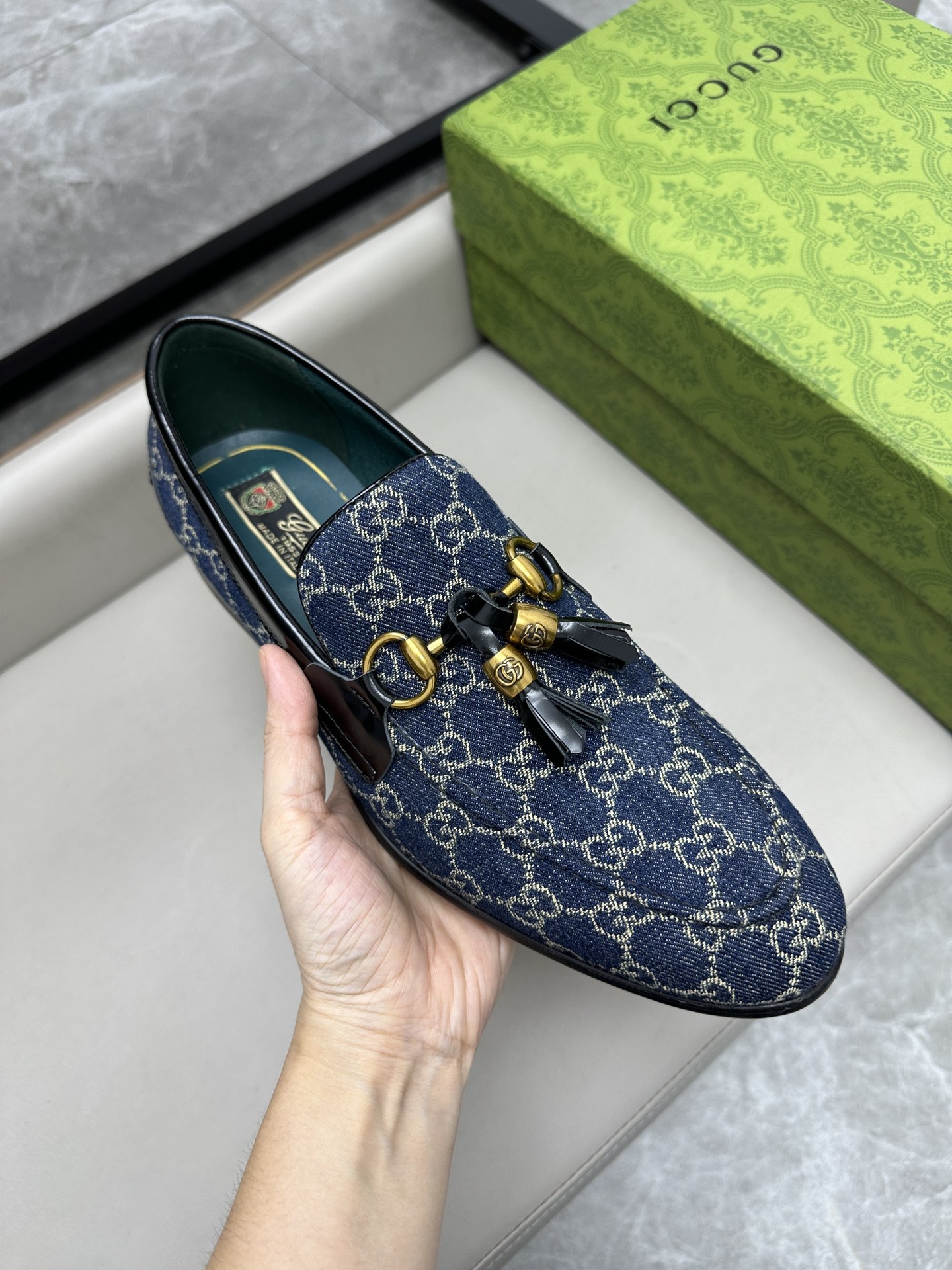 Gucci 古驰古奇 新型皮鞋 - インポート牛仔布と真皮底のスタイリッシュデザイン