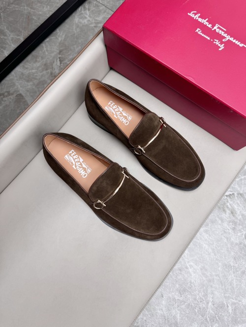 Salvatore Ferragamo Suede Leather Loafers for Men - Business Casual Shoes