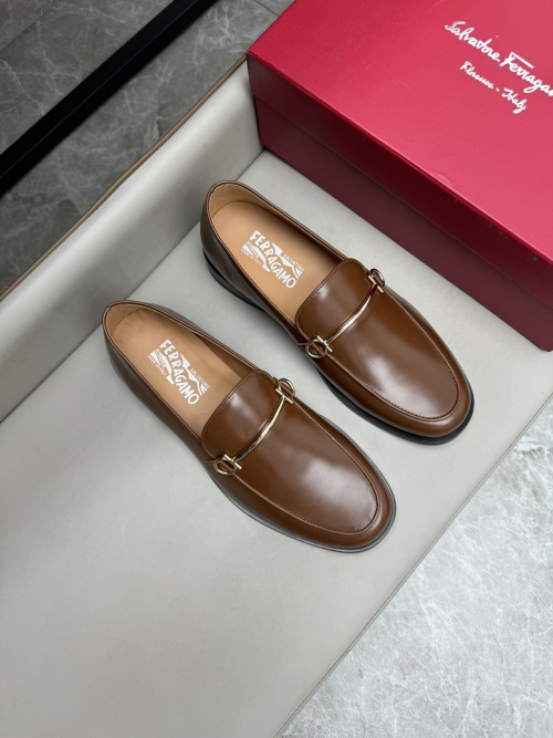 Salvatore Ferragamo Men's Leather Loafers with Golden Hardware Detail 1 Salvatore Ferragamo Men's Leather Loafers with Golden Hardware Detail