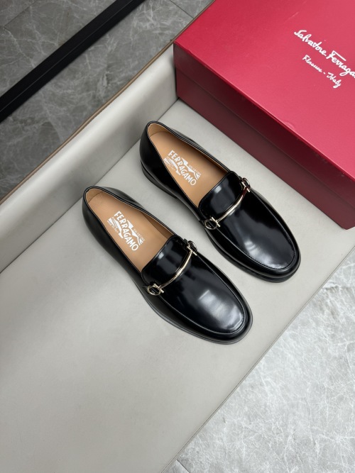 Salvatore Ferragamo Men's Black Leather Loafers with Golden Hardware 1 Salvatore Ferragamo Men's Black Leather Loafers with Golden Hardware
