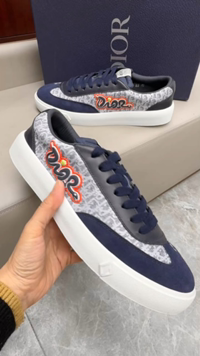 Dior CD Diamond Men's Sneakers in Blue Leather
