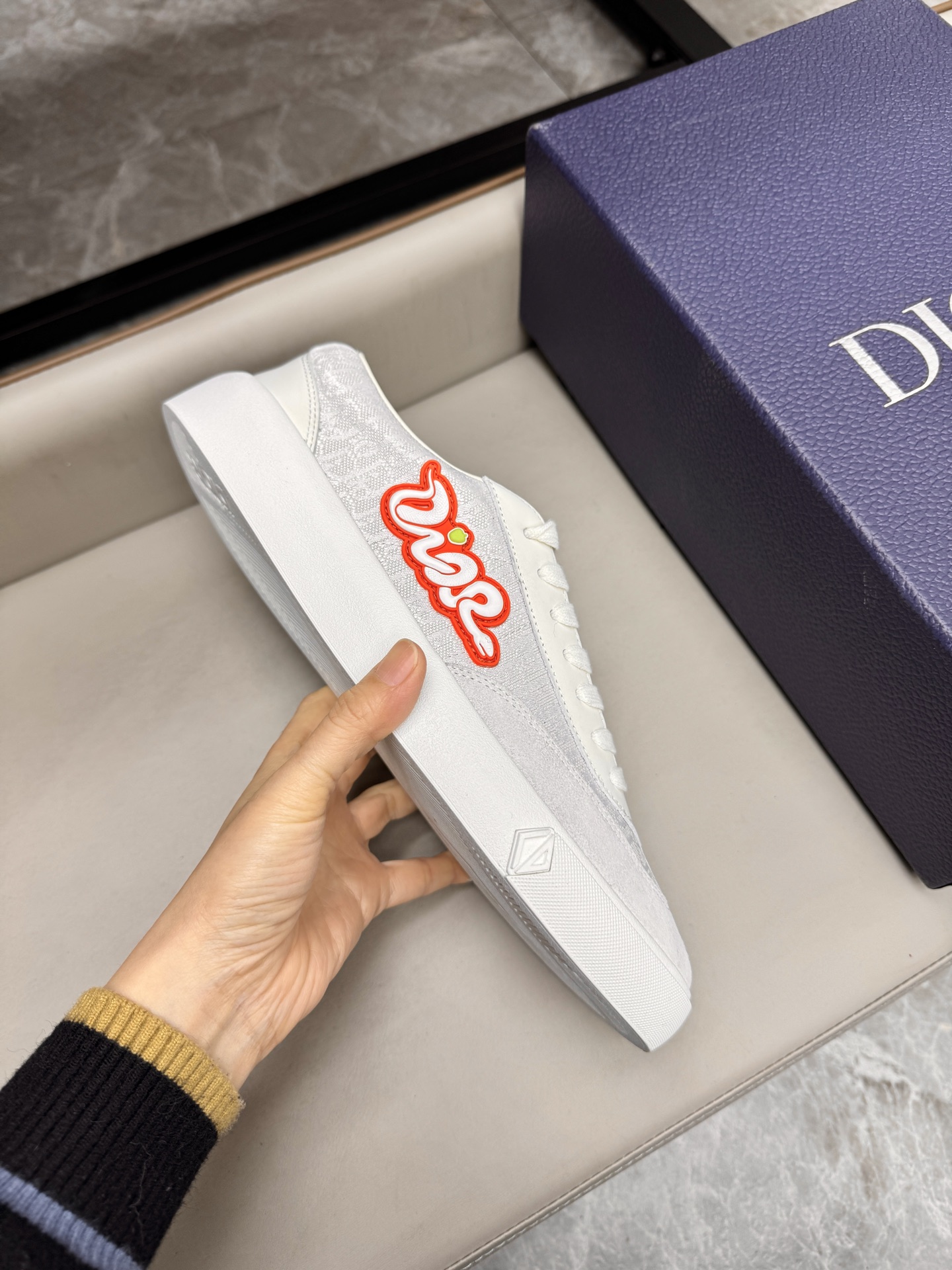 Dior CD Diamond White Leather Sneakers, Luxurious Design & Comfort 6 i1741429829494 5895 0 5