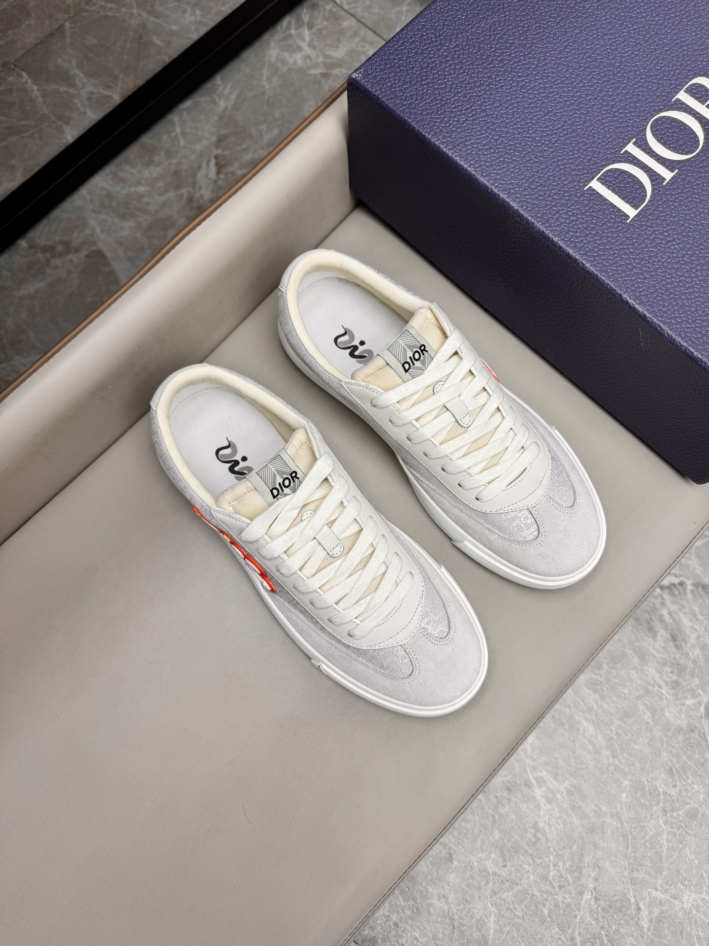 Dior CD Diamond White Leather Sneakers, Luxurious Design & Comfort 1 i1741429829590 8276 0 0