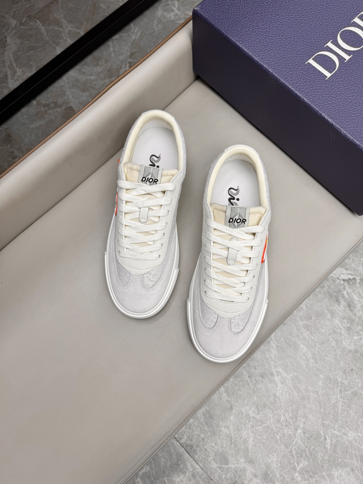 Dior CD Diamond White Leather Sneakers, Luxurious Design & Comfort 4 i1741429829968 2266 0 3
