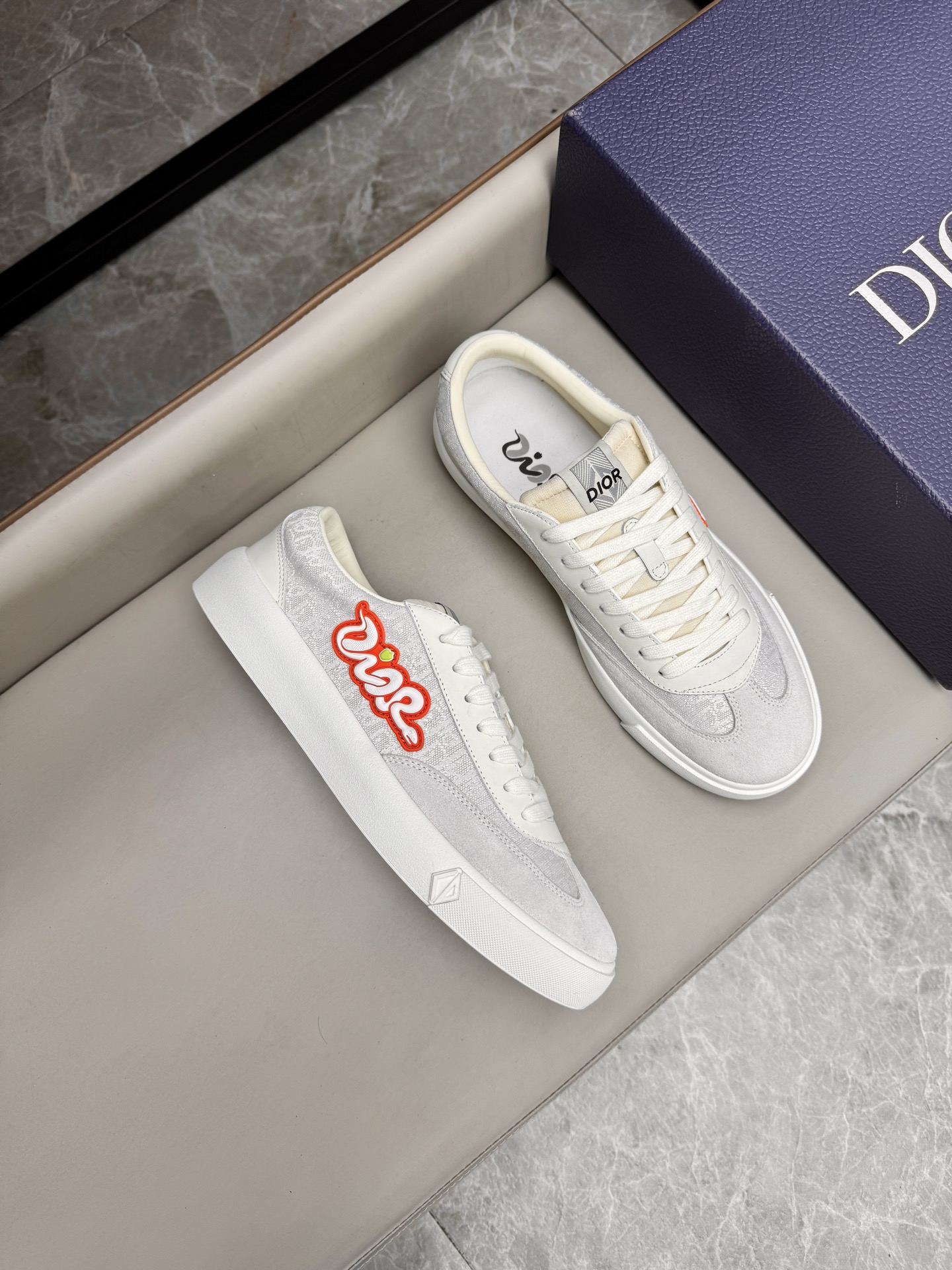 Dior CD Diamond White Leather Sneakers, Luxurious Design & Comfort 2 i1741429830098 3396 0 1
