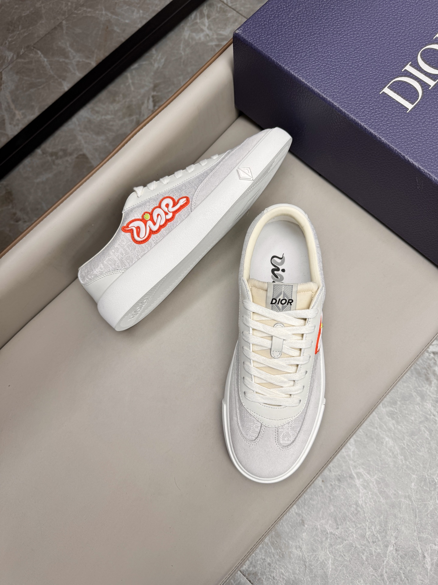 Dior CD Diamond White Leather Sneakers, Luxurious Design & Comfort 3 i1741429832052 1247 0 2