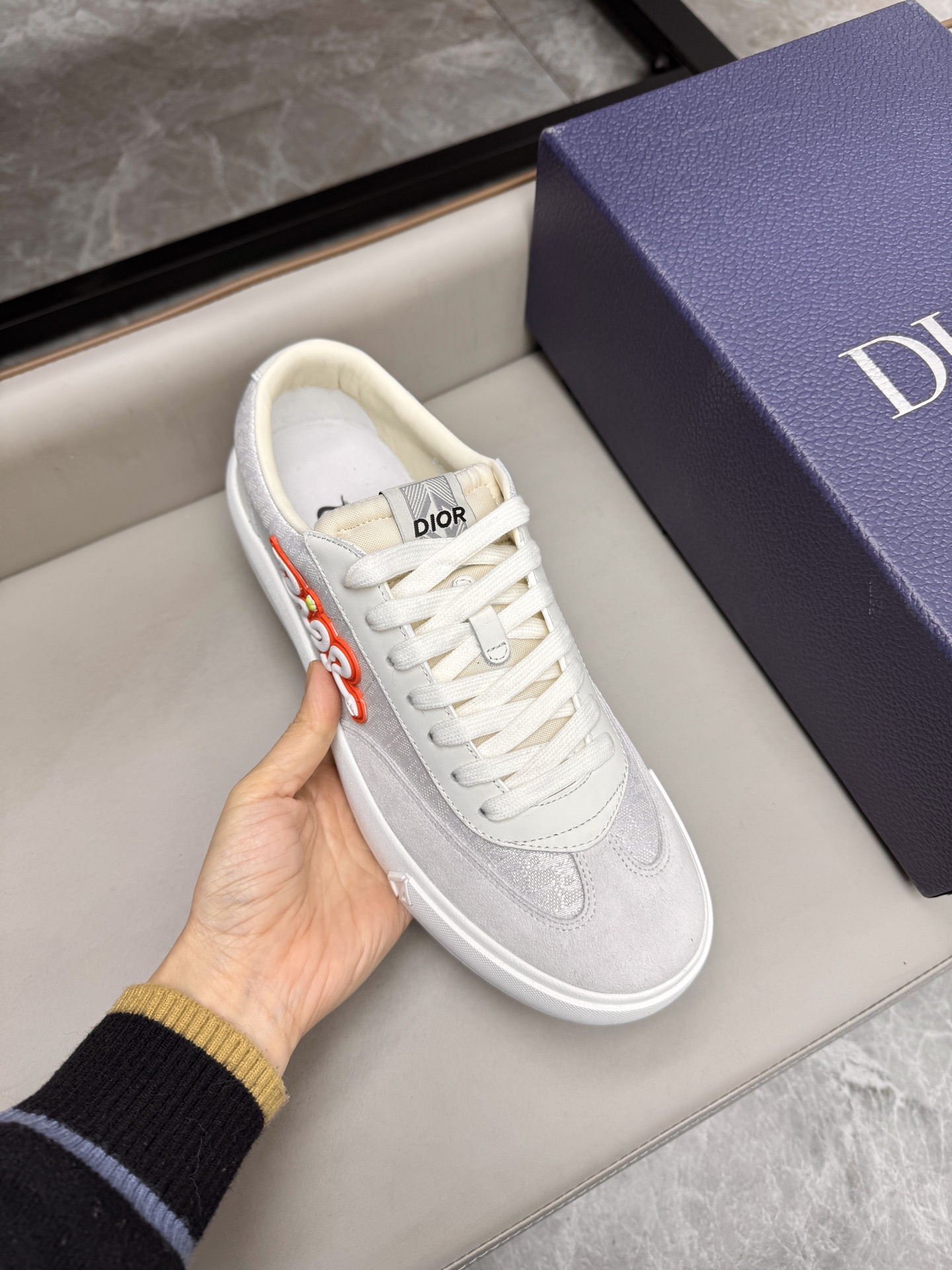 Dior CD Diamond White Leather Sneakers, Luxurious Design & Comfort 7 i1741429832119 1723 0 6