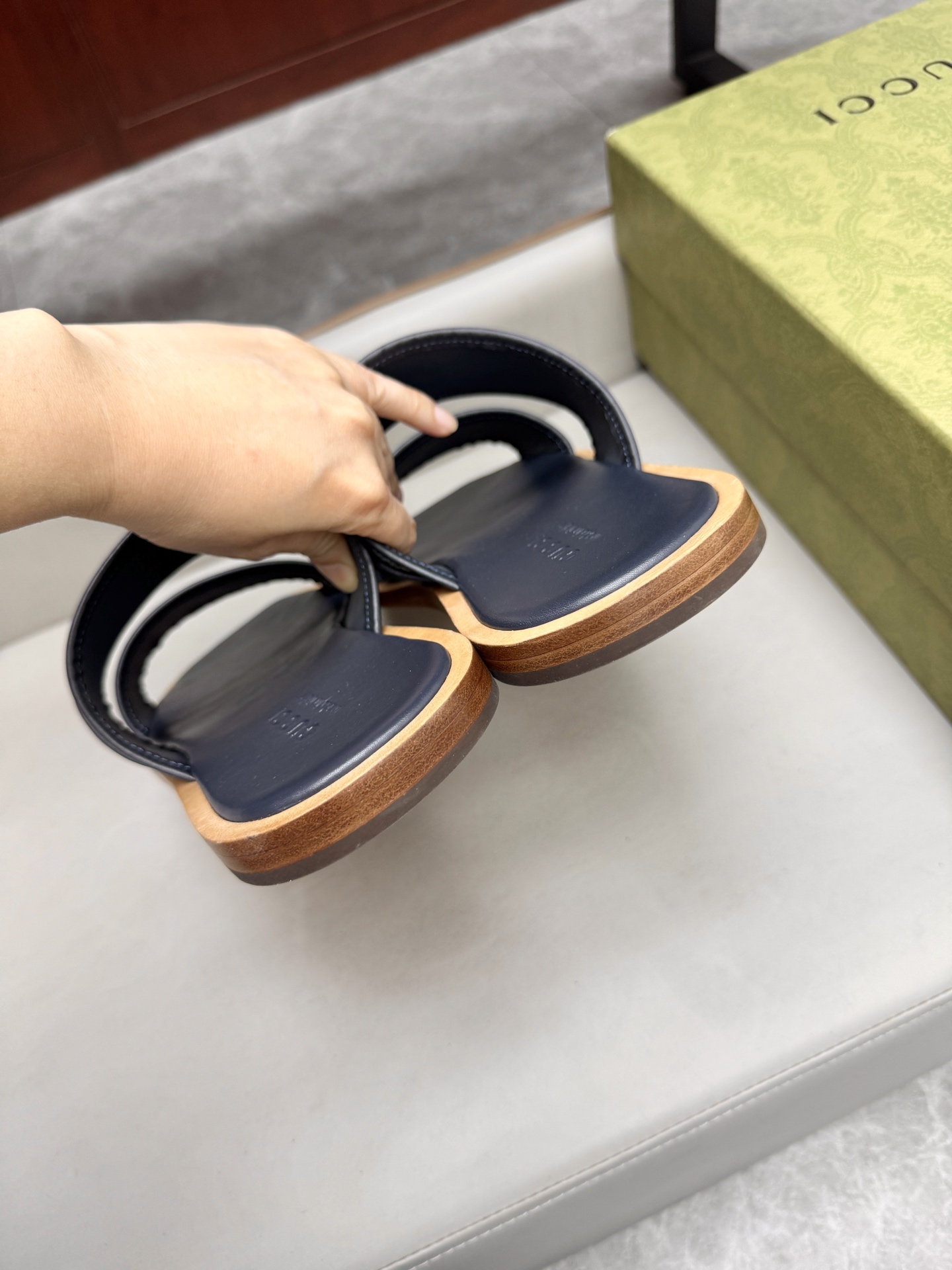 Gucci Monogram Leather Slides Sandals, Comfortable & High-Quality 6 i1742736091822 1883 0 4