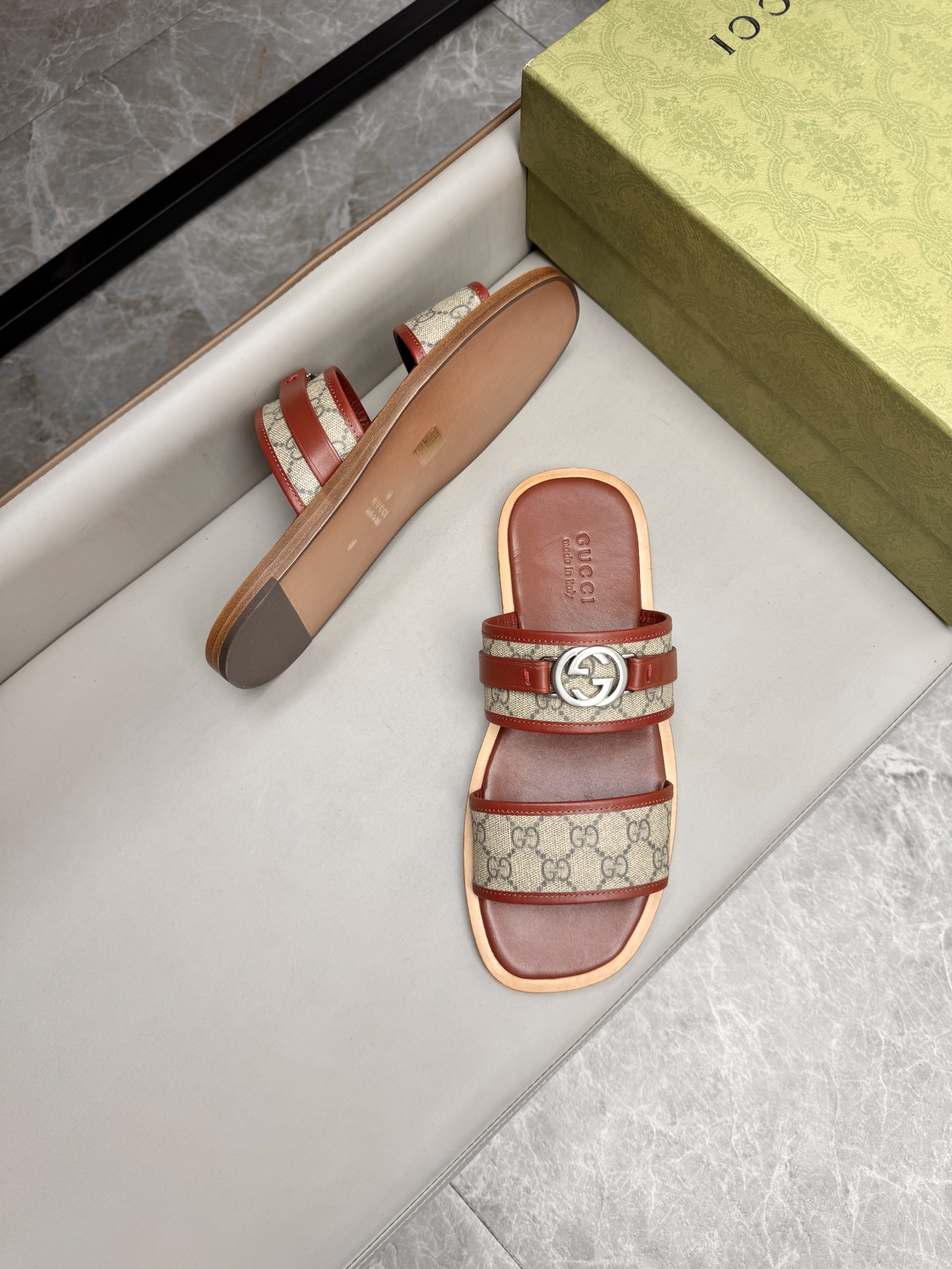 Gucci Leather Slides Brown Sandals Comfortable Classic Style Size 38-46 4 i1742736108867 7907 0 2