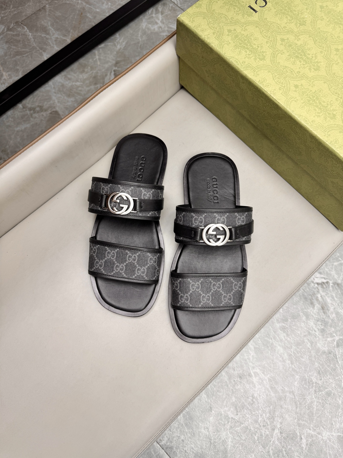 Gucci Men's GG Supreme Leather Sandals | Comfortable Luxury Slides 5 i1742736126497 6041 0 3