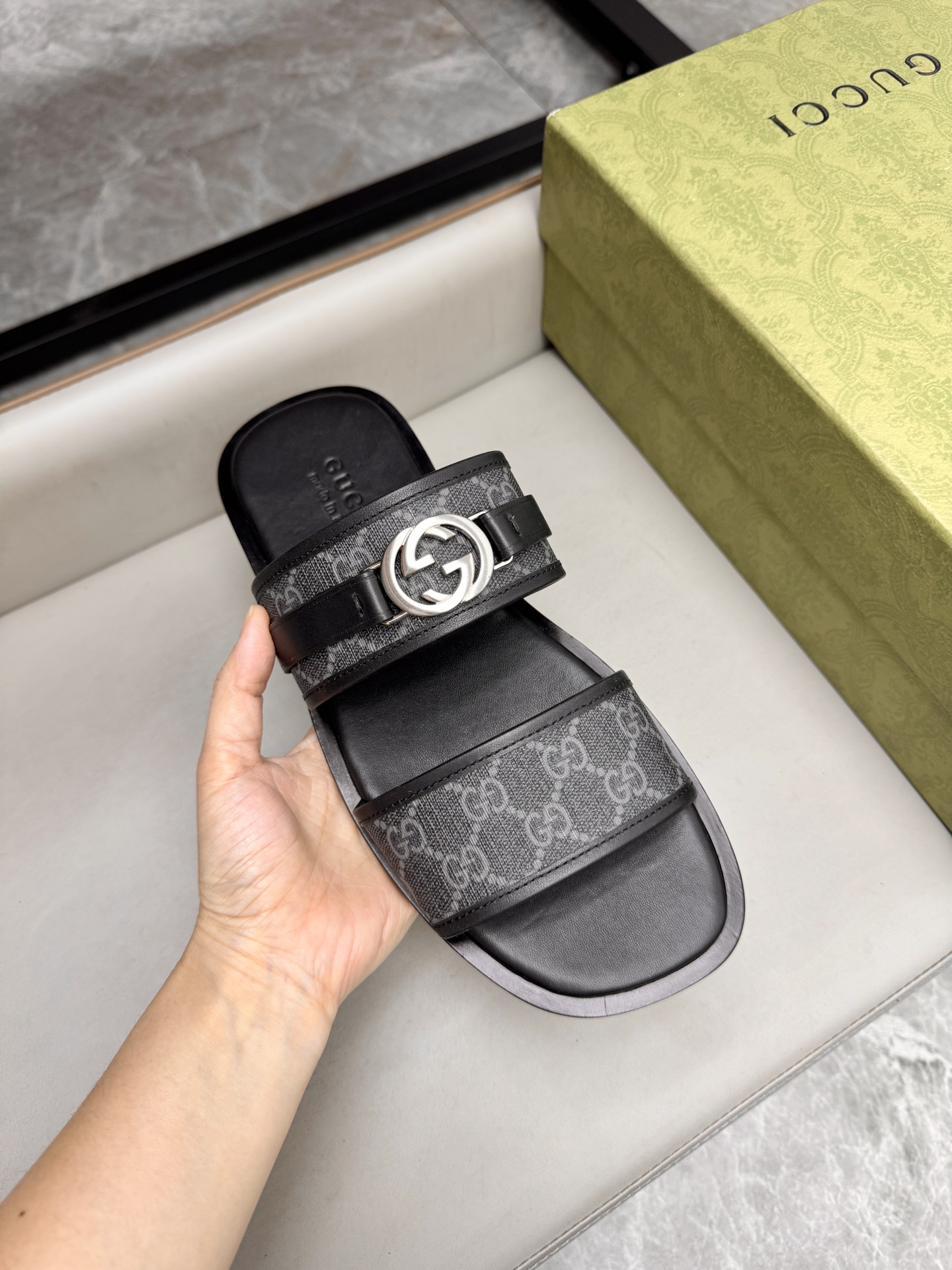 Gucci Men's GG Supreme Leather Sandals | Comfortable Luxury Slides 8 i1742736126722 2334 0 6