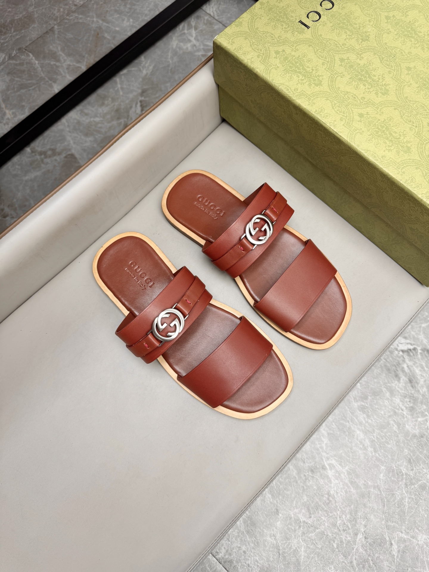 Gucci Leather Slides with Interlocking G - Stylish and Comfortable Sandals 1 i1742736158416 5749 0 0