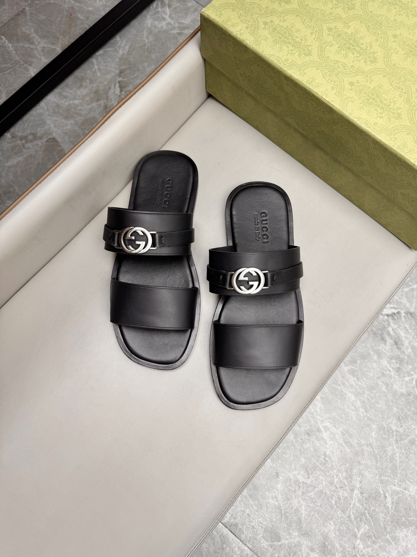 Gucci Men's Leather Sandals with Interlocking G - Black, Comfortable Fit 4 i1742736182812 6353 0 3