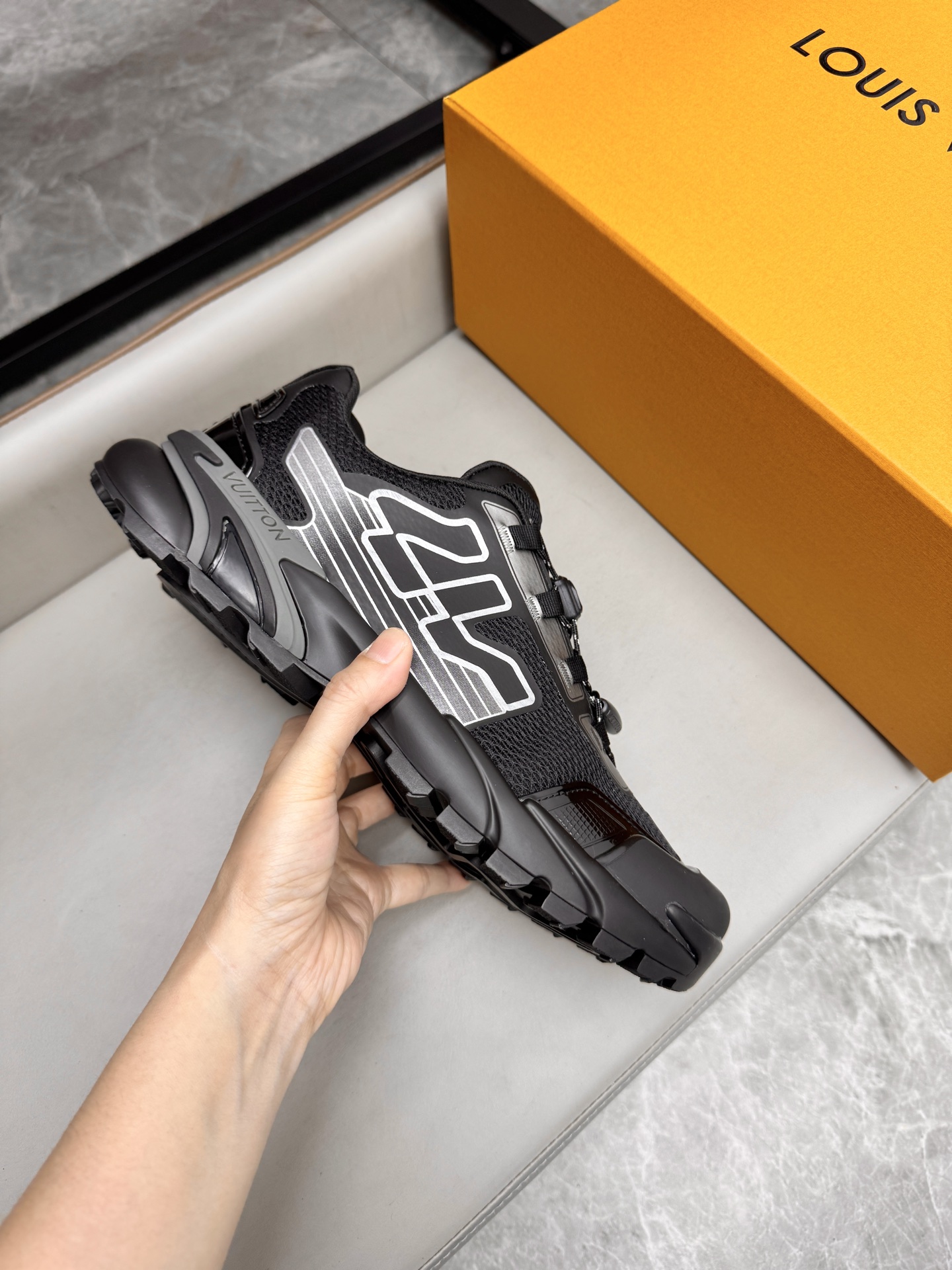Louis Vuitton Black Leather and Mesh Runner Sneakers for Men, Size 39-44 7 i1742983869300 4310 0 5