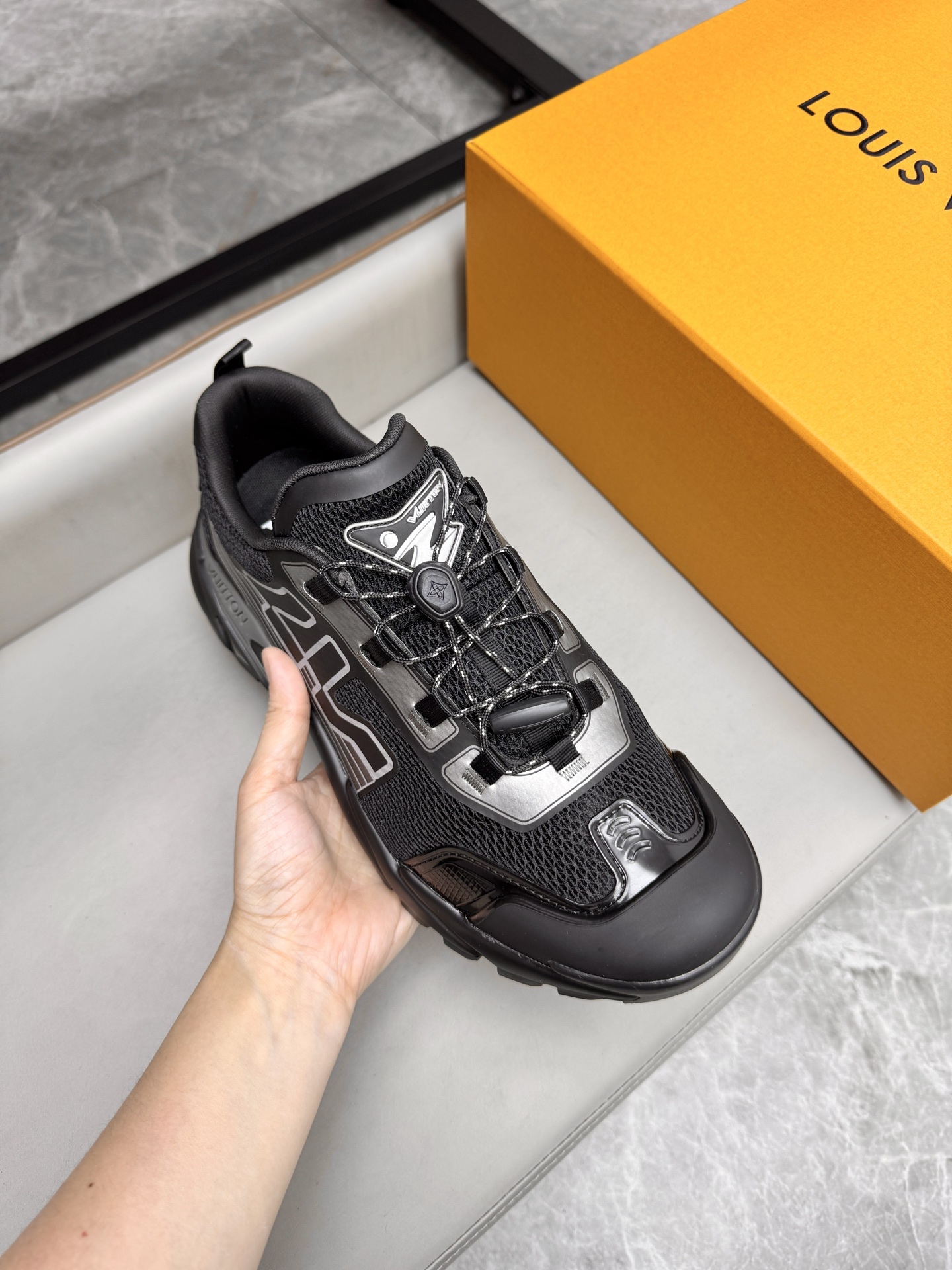 Louis Vuitton Black Leather and Mesh Runner Sneakers for Men, Size 39-44 8 i1742983869511 4834 0 6