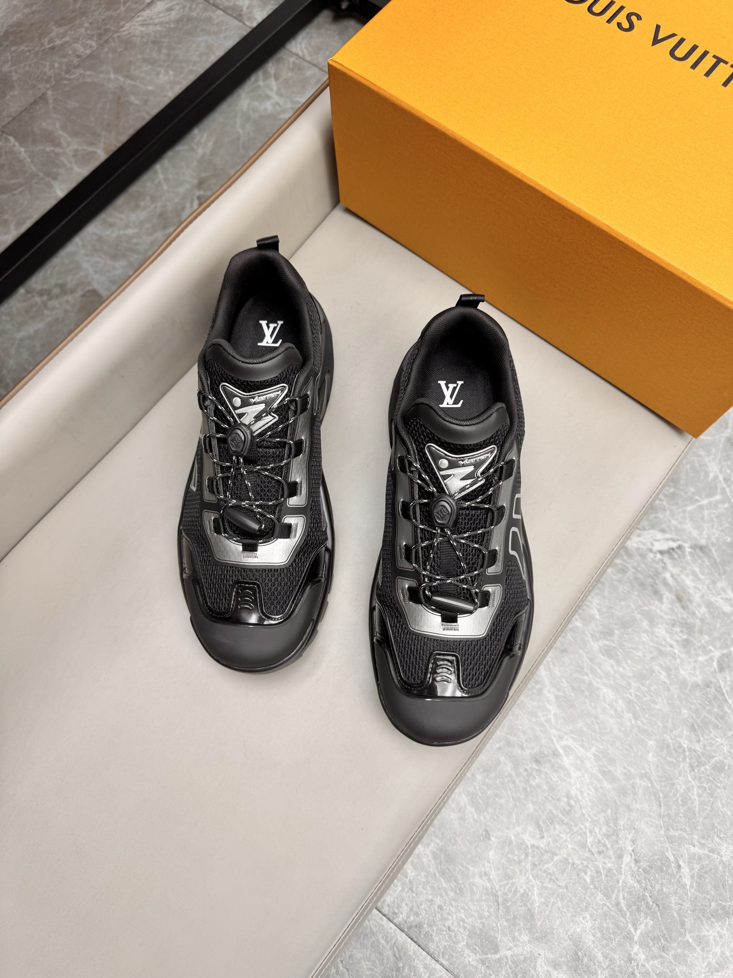Louis Vuitton Black Leather and Mesh Runner Sneakers for Men, Size 39-44 5 i1742983869600 810 0 3