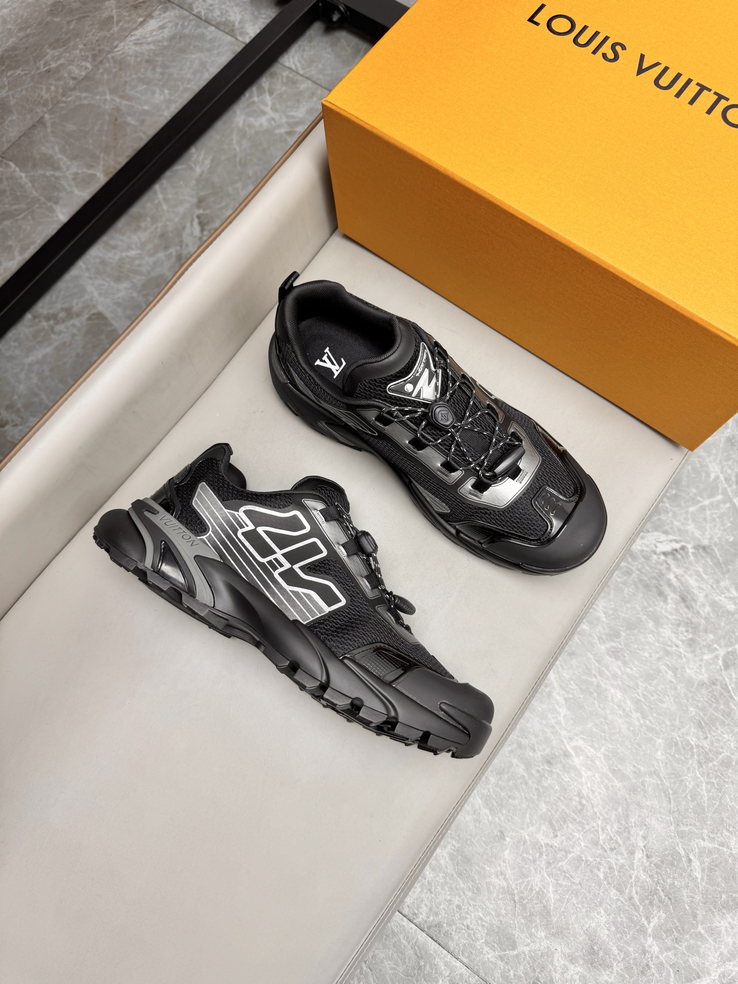 Louis Vuitton Black Leather and Mesh Runner Sneakers for Men, Size 39-44 3 i1742983869829 6699 0 1