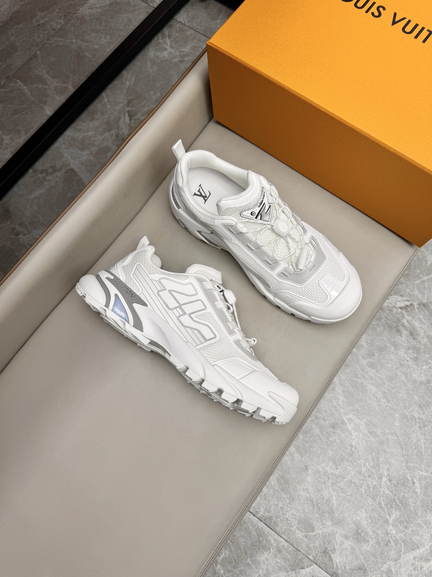 Louis Vuitton White Leather and Mesh Upper Men's Sneakers, Breathable, Lightweight 3 i1742983906957 7473 0 1