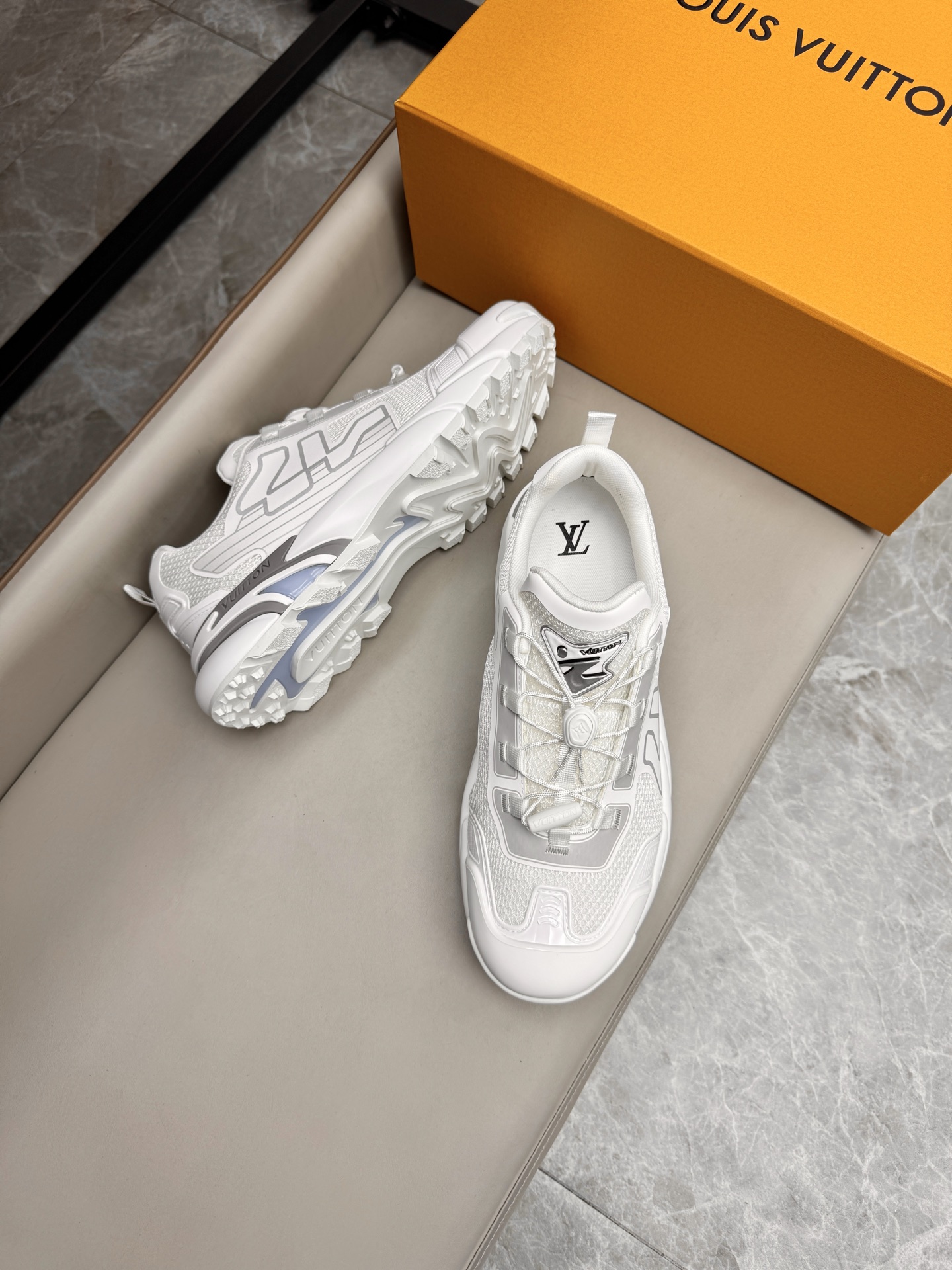 Louis Vuitton White Leather and Mesh Upper Men's Sneakers, Breathable, Lightweight 4 i1742983908298 8002 0 2