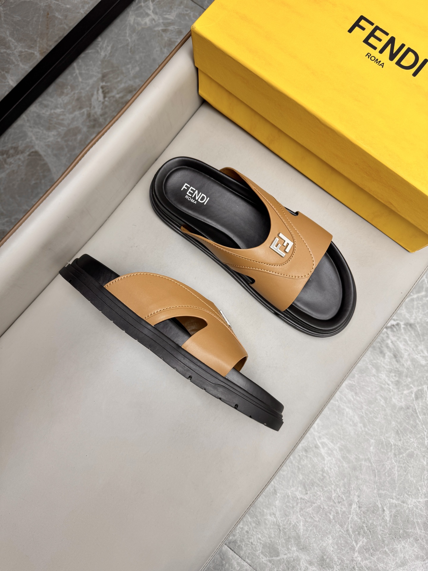 Fendi Roma Leather Slides - Designer Slip-Ons for Men - Size 38-45 2 i1743073364132 2490 0 1