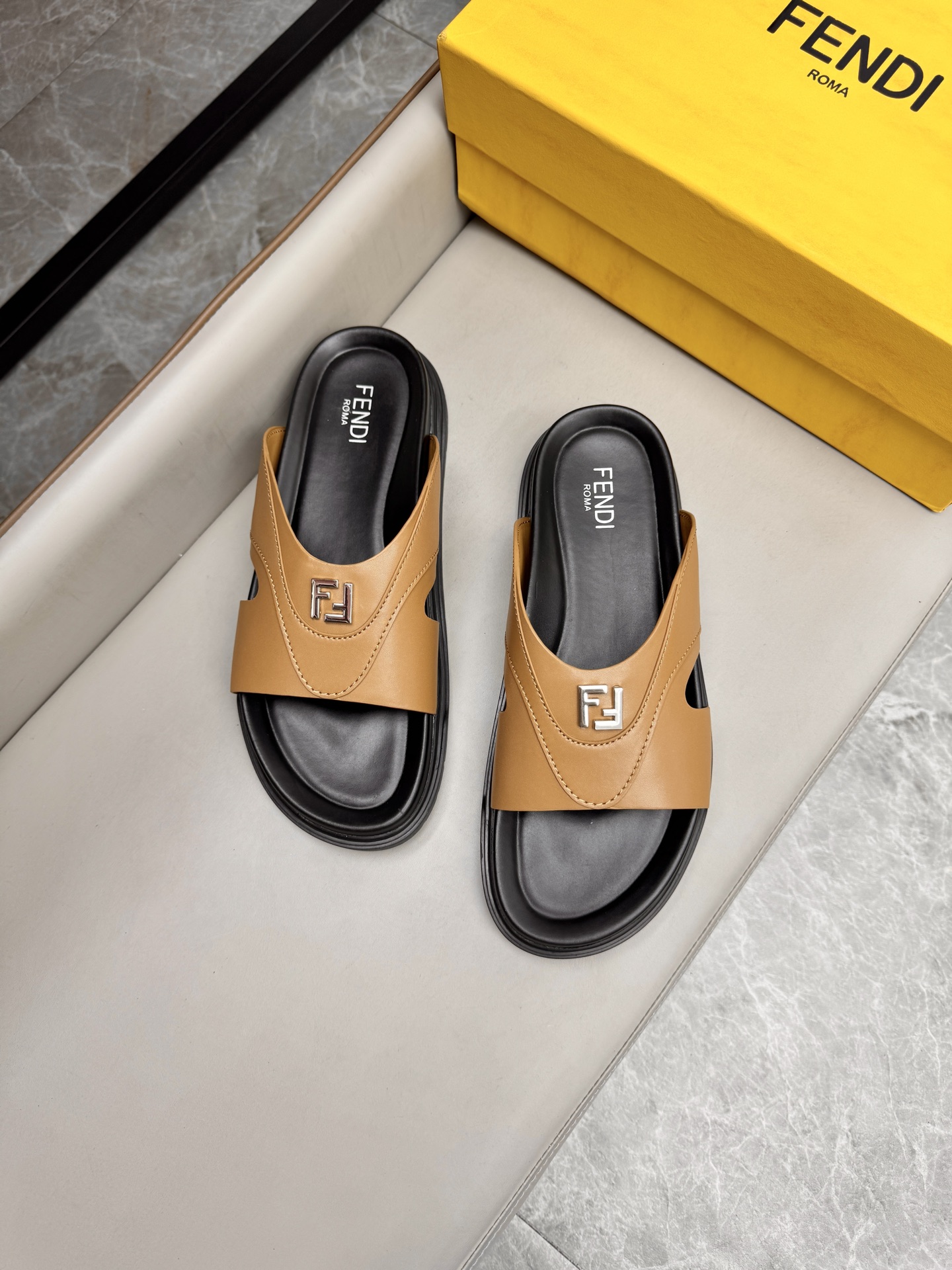 Fendi Roma Leather Slides - Designer Slip-Ons for Men - Size 38-45 4 i1743073367071 5772 0 3