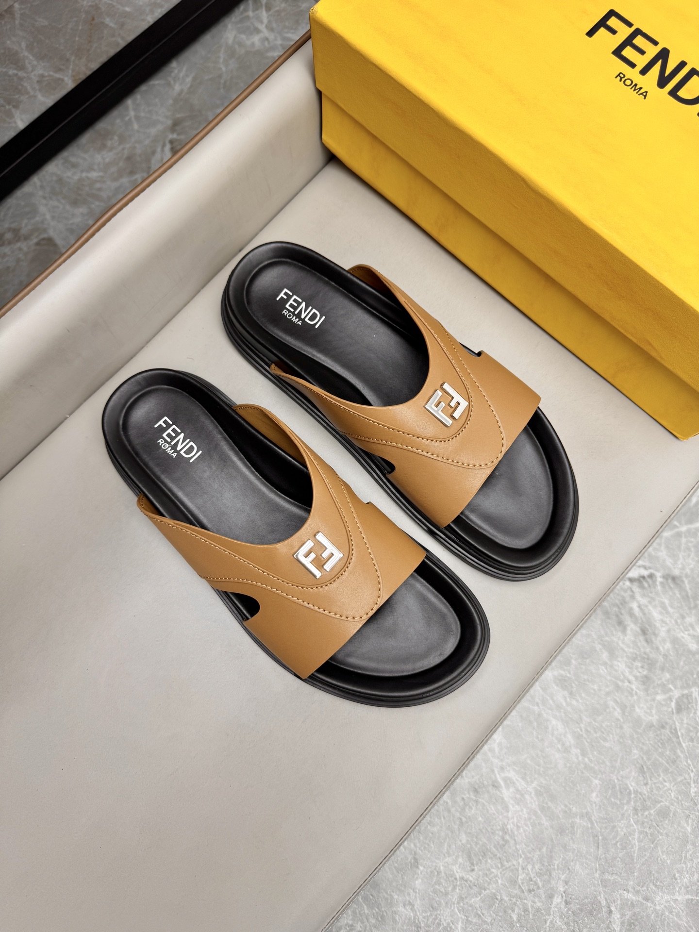 Fendi Roma Leather Slides - Designer Slip-Ons for Men - Size 38-45 1 i1743073368536 4099 0 0