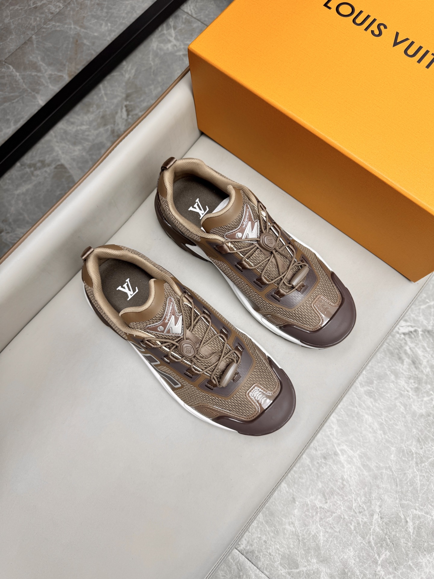 Louis Vuitton Brown Leather and Mesh Upper Sneakers Breathable, Sizes 39-44 2 i1743160070858 7518 0 0