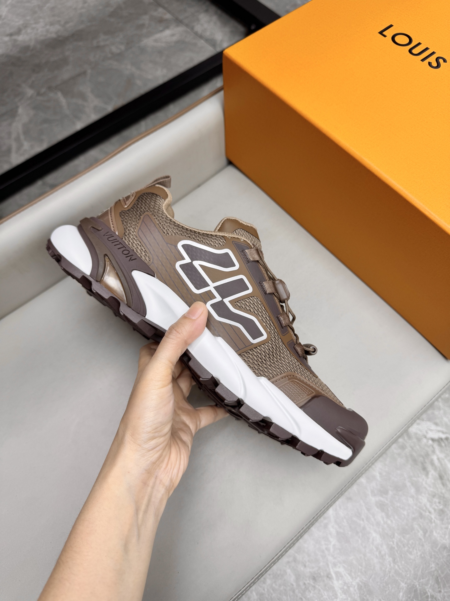 Louis Vuitton Brown Leather and Mesh Upper Sneakers Breathable, Sizes 39-44 7 i1743160070963 7216 0 5