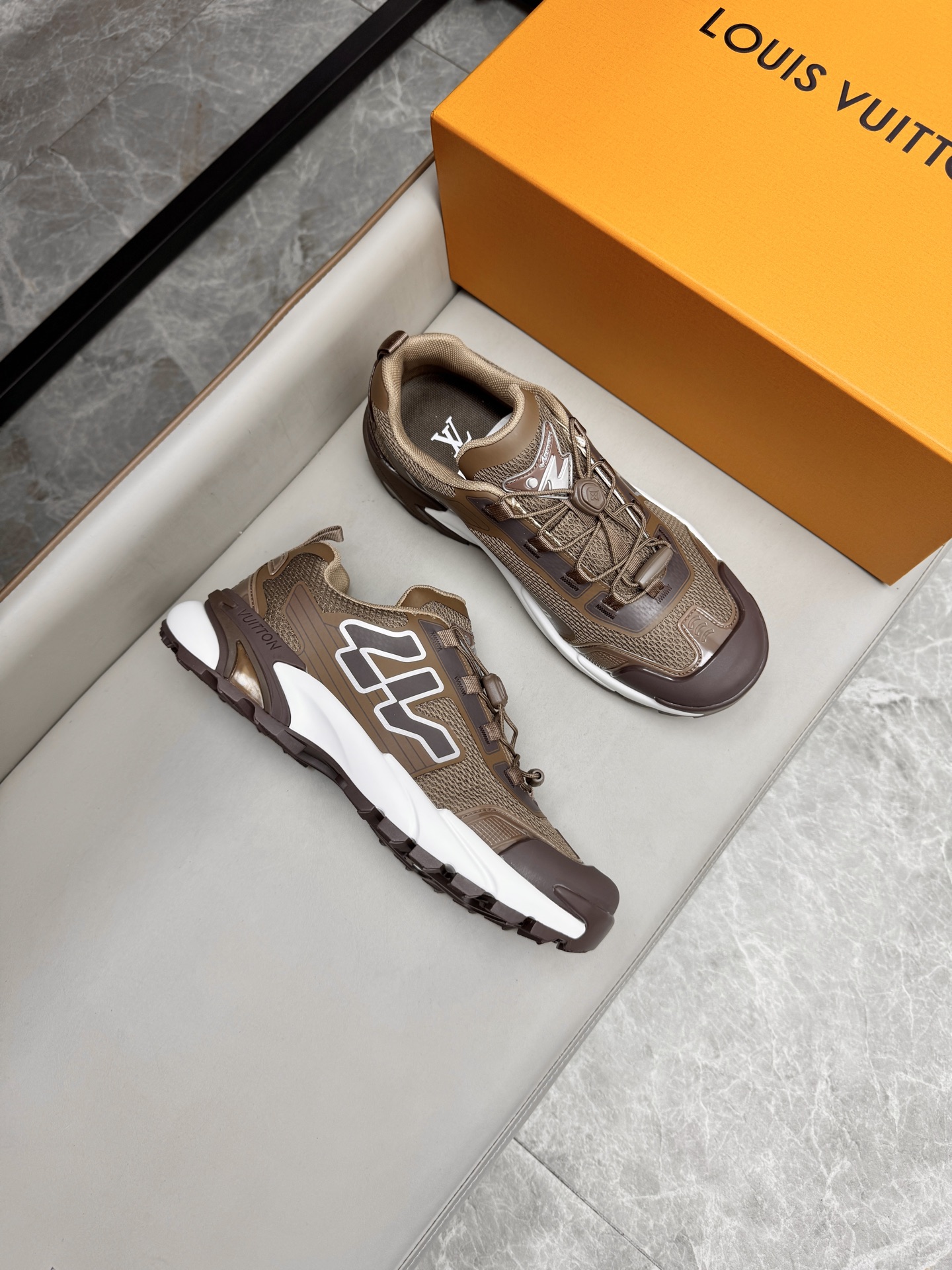 Louis Vuitton Brown Leather and Mesh Upper Sneakers Breathable, Sizes 39-44 3 i1743160070967 697 0 1