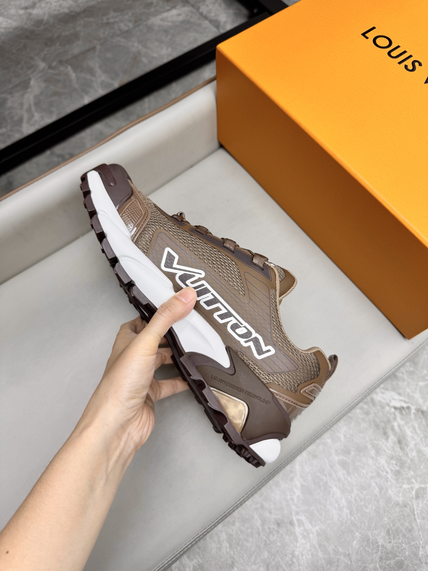 Louis Vuitton Brown Leather and Mesh Upper Sneakers Breathable, Sizes 39-44 9 i1743160072599 6665 0 7