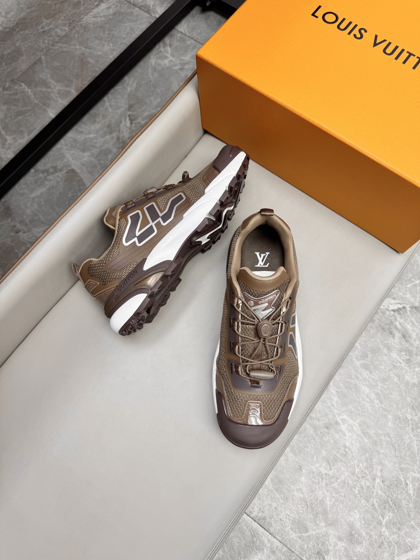 Louis Vuitton Brown Leather and Mesh Upper Sneakers Breathable, Sizes 39-44 4 i1743160072683 9312 0 2