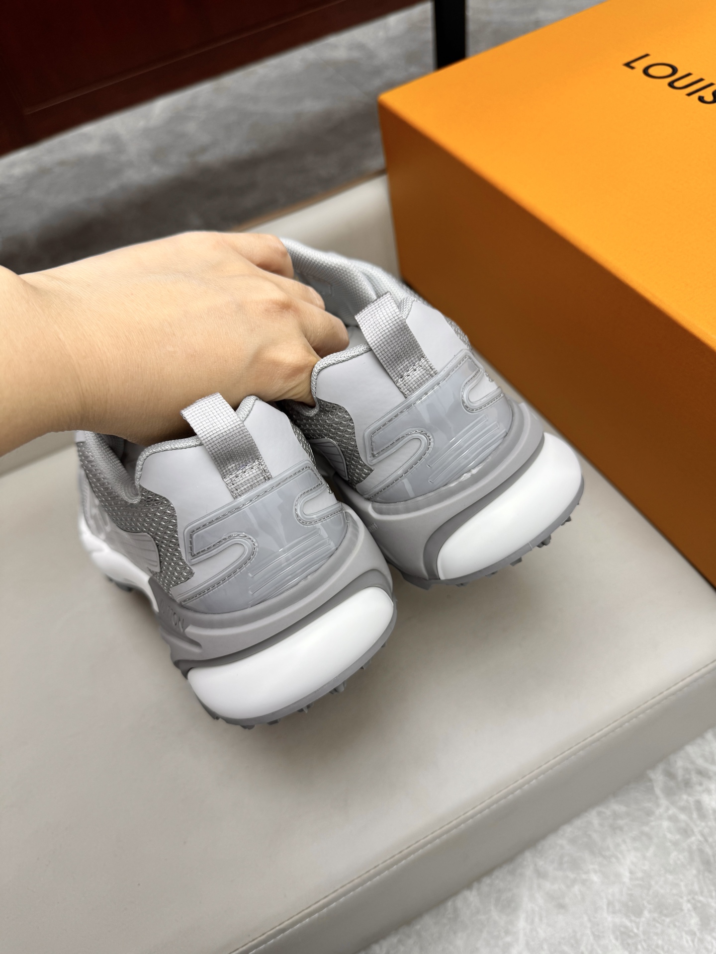 Louis Vuitton Grey Leather and Mesh Trainer Sneakers, Sizes 39-44 6 i1743160101293 4614 0 4