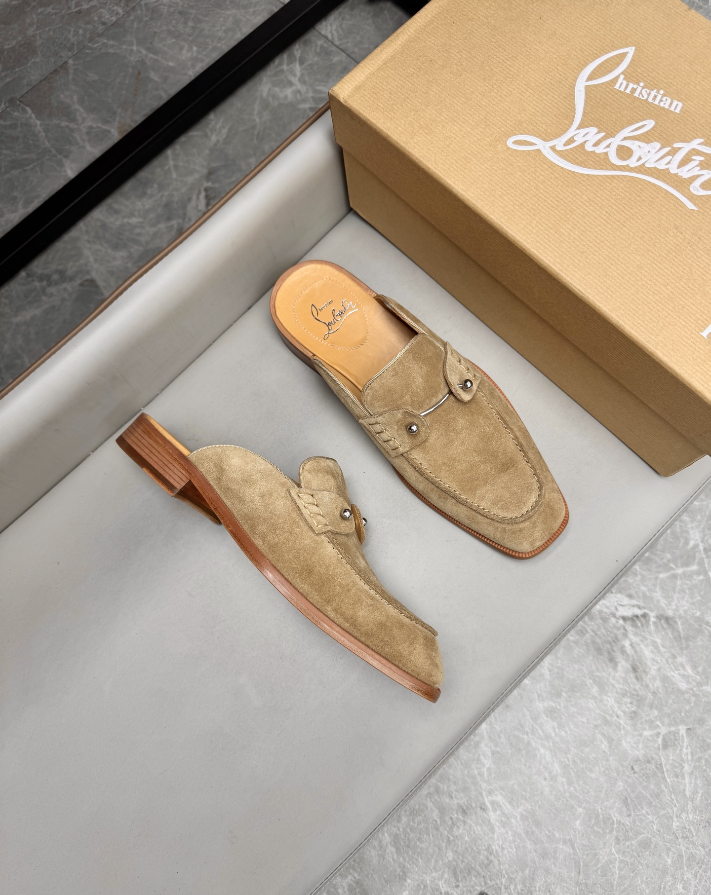 Christian Louboutin Men's Suede Leather Summer Slides | Sizes 39-44 3 i1744292870838 7695 0 1