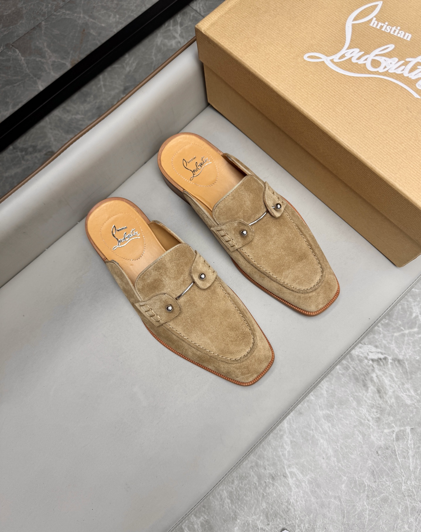Christian Louboutin Men's Suede Leather Summer Slides | Sizes 39-44 2 i1744292872701 3412 0 0